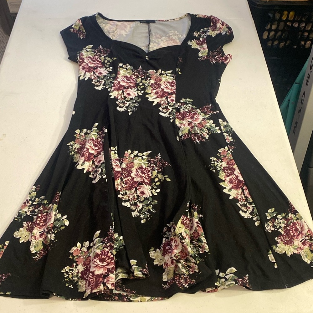 Large black flowered dress